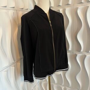 Chico's Black Bomber Jacket with Tailored Silhouette